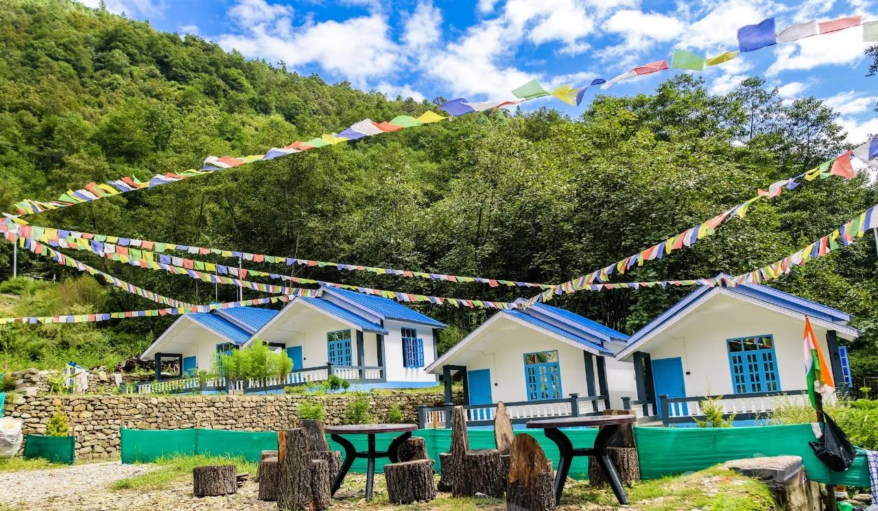 Garden with outdoor seating area